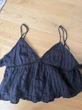 Zara Lace-Trim Strappy Blackless Crop Top
